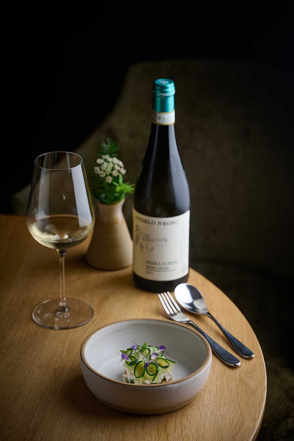 Fine wine and table display at The Whitebrook